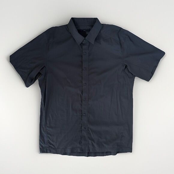 Arc’teryx Button Down Shirt Mens Size Large Transept Short Sleeve Black Gray - Picture 1 of 8